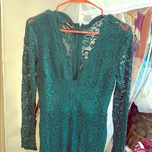 Bebe hunter green lace jumpsuit sz 8